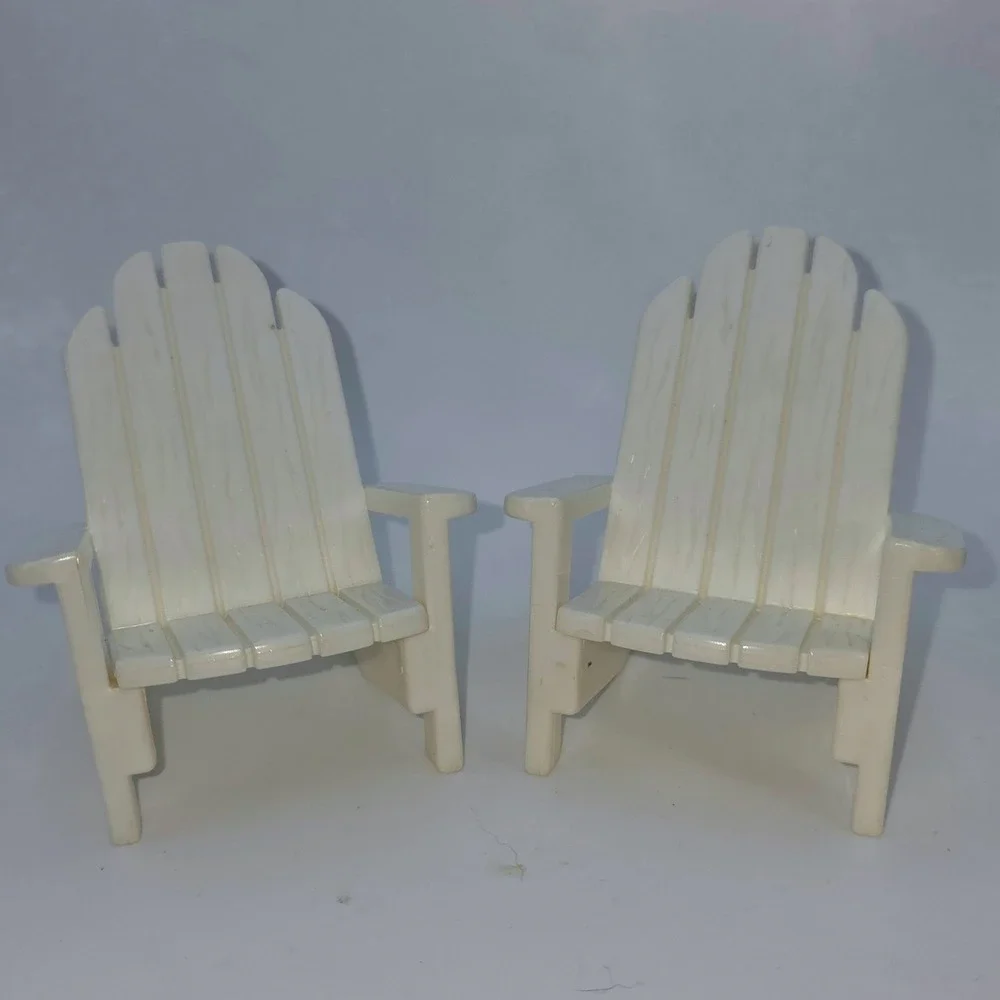 Fisher-Price Adirondack Chairs Dollhouse Furniture White Fair 1996 F-P Inc